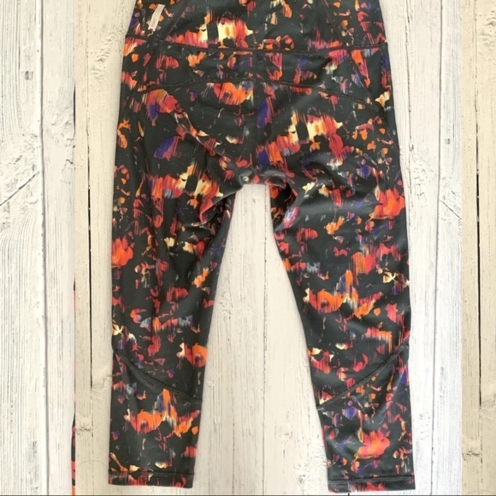Zella Grey Pink Orange Athletic Crop Leggings S